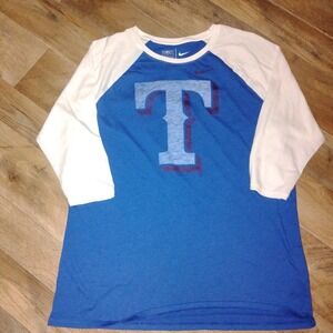 Nike Texas Rangers 3/4 Sleeve Shirt Women's Size XL Blue White